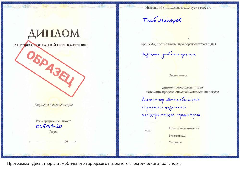 Диспетчер автомобильного городского наземного электрического транспорта Ковров