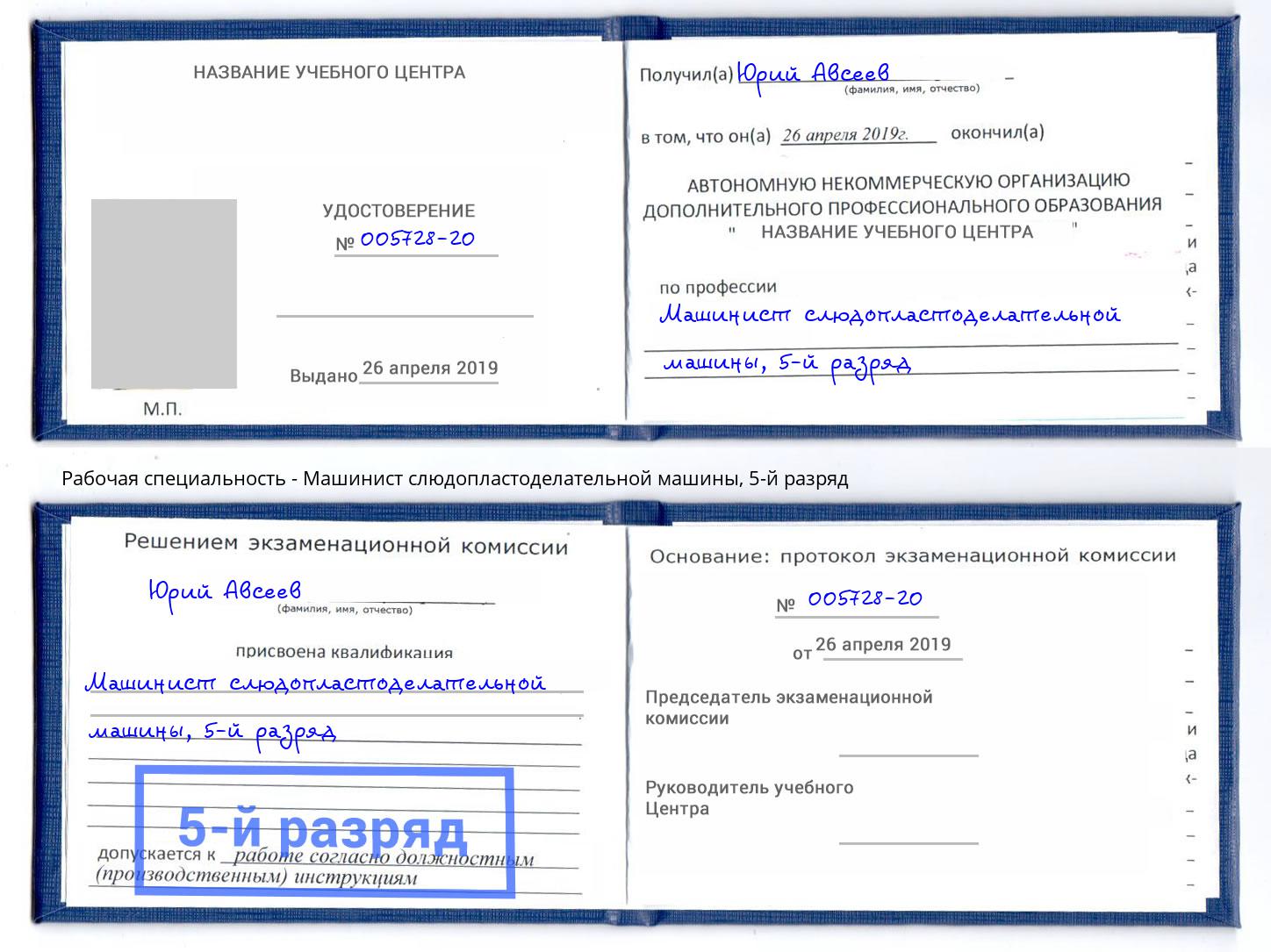 корочка 5-й разряд Машинист слюдопластоделательной машины Ковров